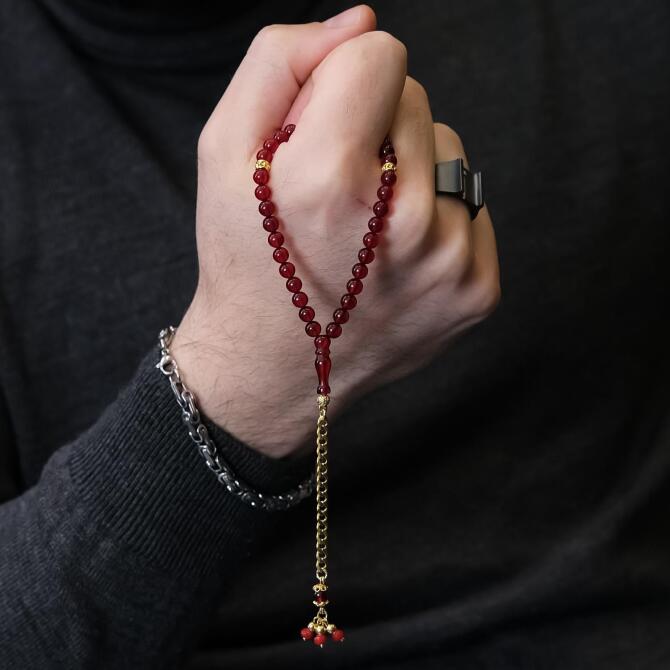 Finger Collection Yakut Damla Kehribar Tesbih - Tesbihcibaba