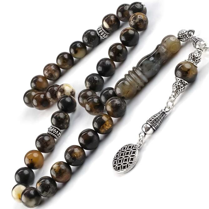 Fosil Kayadan Üretim Damla Kehribar Tesbih - Tesbihcibaba