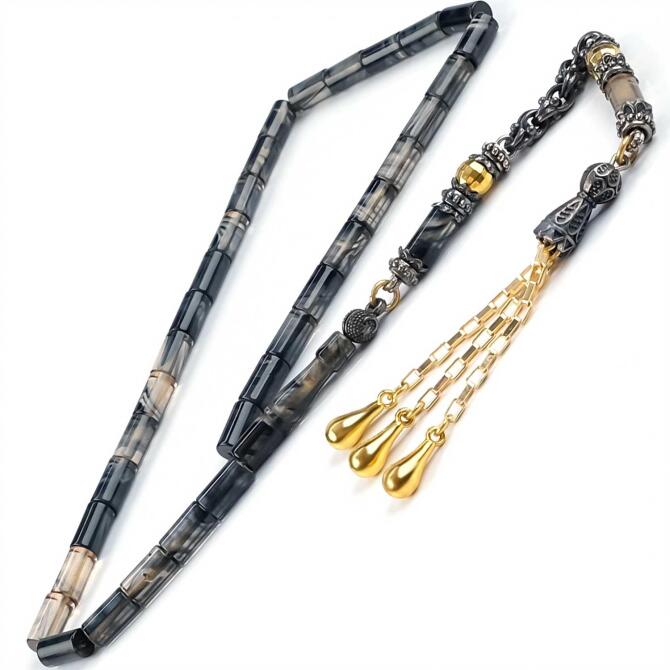 Füme Renk Kesme Model Sıkma Kehribar Tesbih - Tesbihcibaba