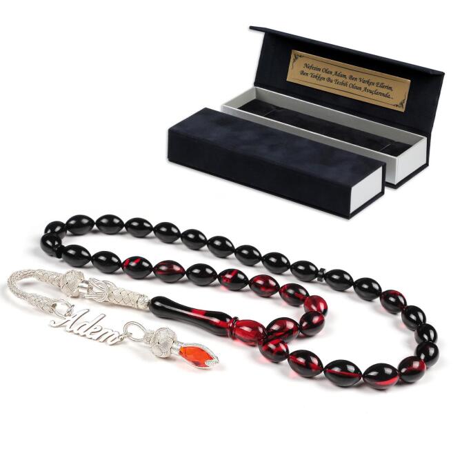 Gece Kızılı Renk Süzmesi Ateş Kehribarı İsimli Tesbih - Tesbihcibaba