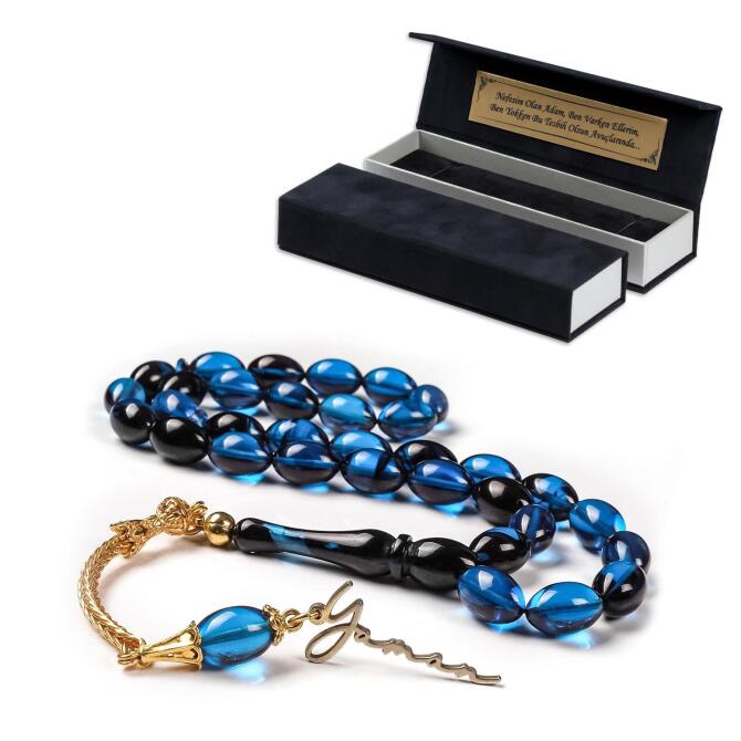 Gece Mavisi Ateş Kehribarı İsimli Tesbih - Tesbihcibaba