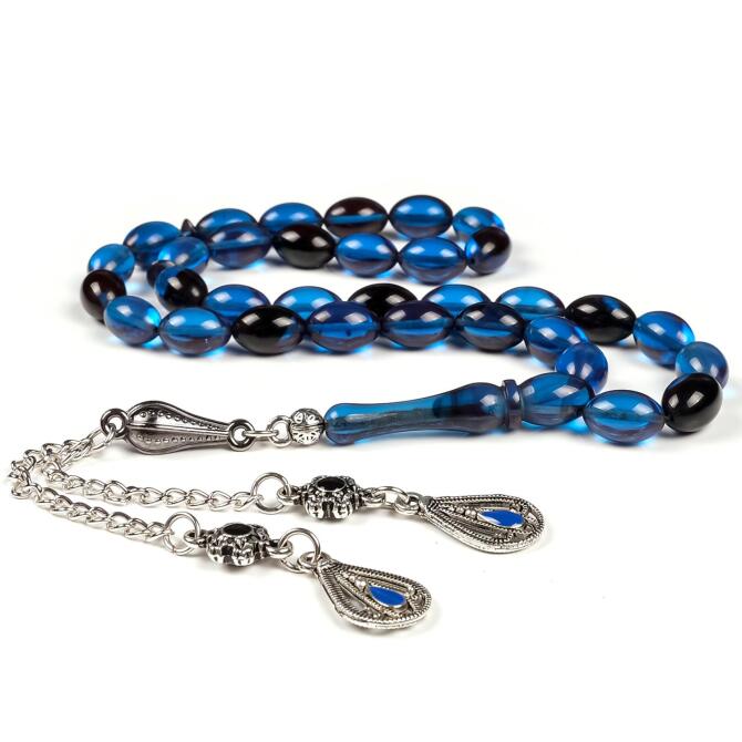 Gece Mavisi Ateş Kehribarı Tesbih - Tesbihcibaba