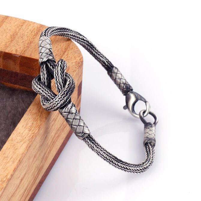 Gemici Düğümü Gümüş Kazaziye Bileklik - Tesbihcibaba