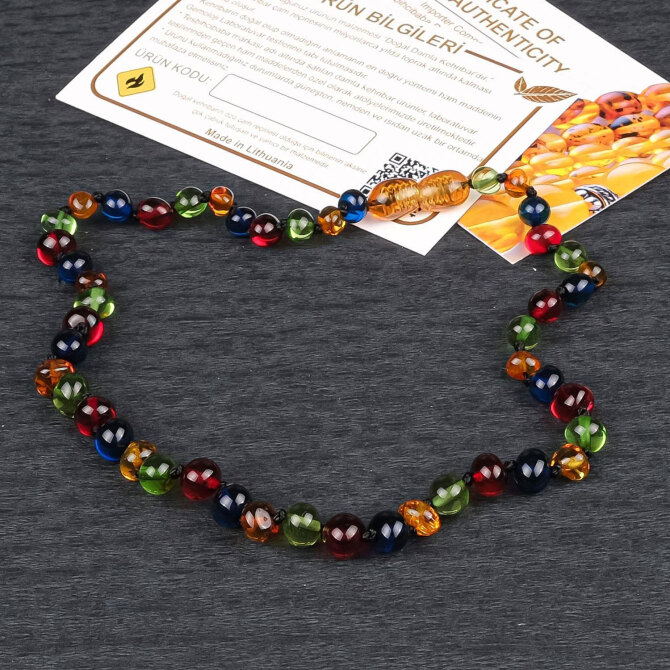 Bonibon Damla Kehribar Kız Erkek Bebek Diş Kolyesi - Tesbihcibaba