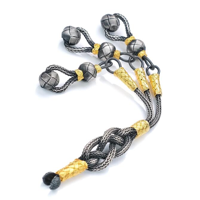 Gold Detay Eskitme El Örmesi Kazaz Tesbih Püskülü - Tesbihcibaba