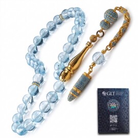 Gold Tasarım Blue Topaz Tesbih - 2