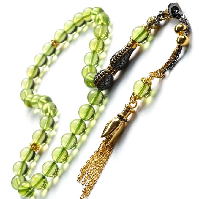 Green Amber Gümüş İmamesiyle Karayip Damla Kehribar Tesbih - Tesbihcibaba