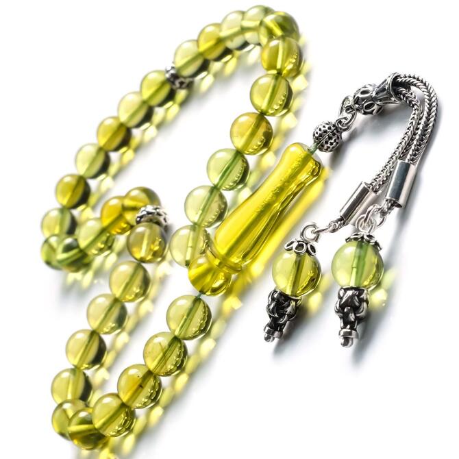Green Amber Karayip İncisi Misket Damla Kehribar Tesbih - Tesbihcibaba