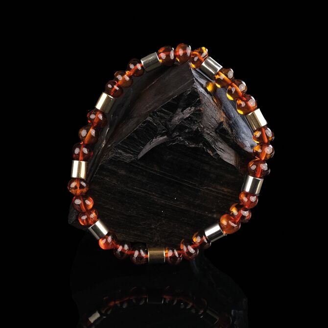 Gümüş Dizim Baltık İncisi Damla Kehribar Bileklik - Tesbihcibaba