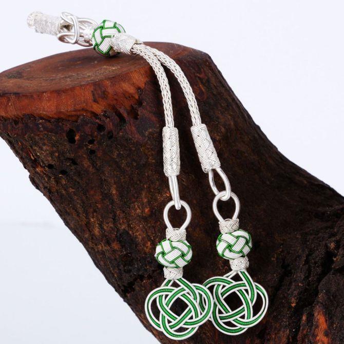Green White Silver El Woven Prayer Beads Tassel
