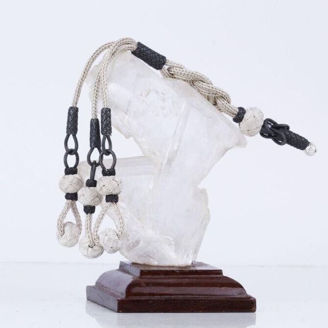 Silver El Woven Reis Prayer Beads Kamçısı