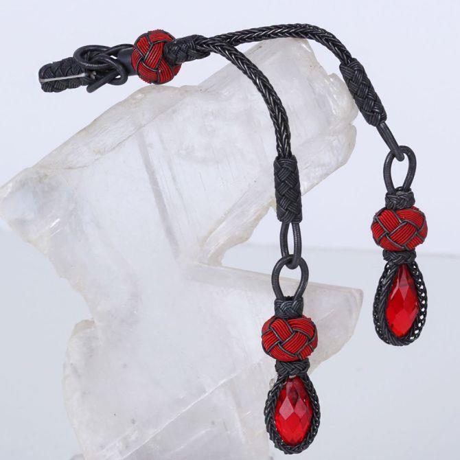 Red Color Design Silver El Woven Prayer Beads Tassel