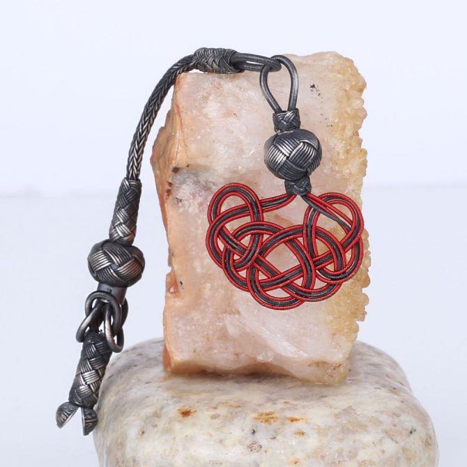 Silver El Woven Red Black Prayer Beads Tassel