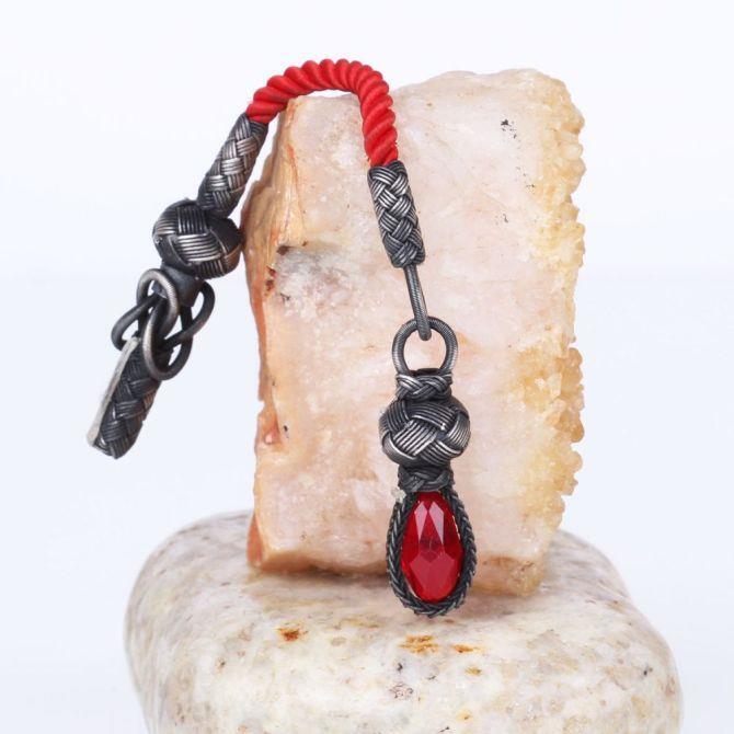 Kazaz Silver El Woven Red Prayer Beads Tassel
