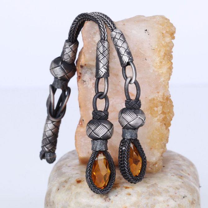 Double Design Silver El Woven Prayer Beads Tassel