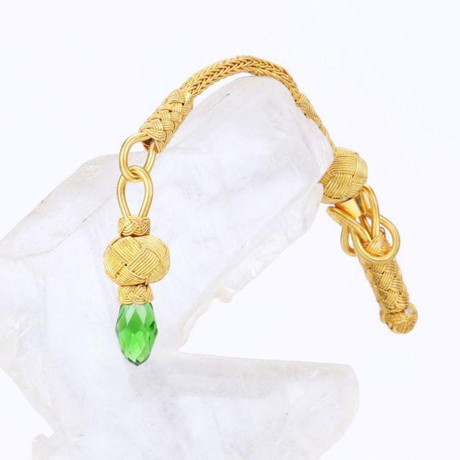Green Stone-set Silver El Woven Prayer Beads Tassel