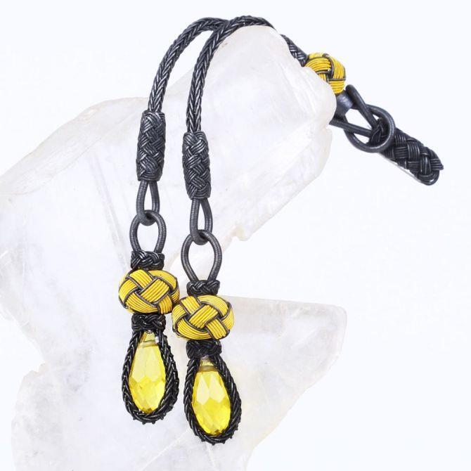 Silver El Woven Yellow Prayer Beads Tassel