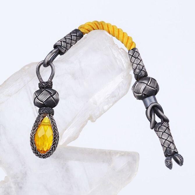 1000 K Silver Woven Prayer Beads Tassel