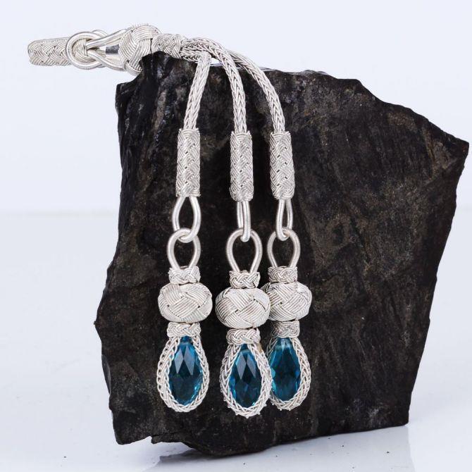 Triple Design Silver El Woven Prayer Beads Tassel