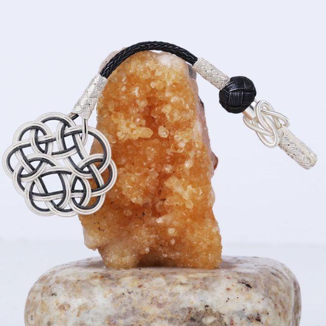 Black White Silver El Woven Prayer Beads Tassel