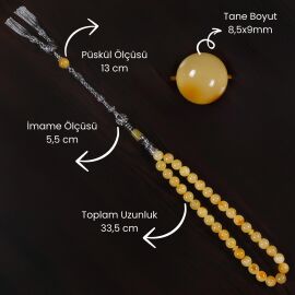 Özel Nakkaş İmame Özel Yapım Hareli Damla Kehribar Tesbih - 5