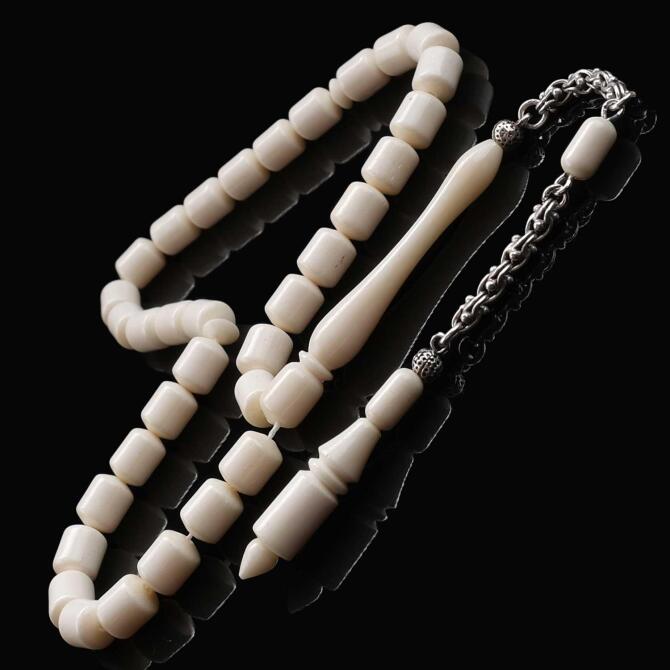 Gümüş Sistemli Deve Kemiği Kapsül Kesim Tesbih - Tesbihcibaba