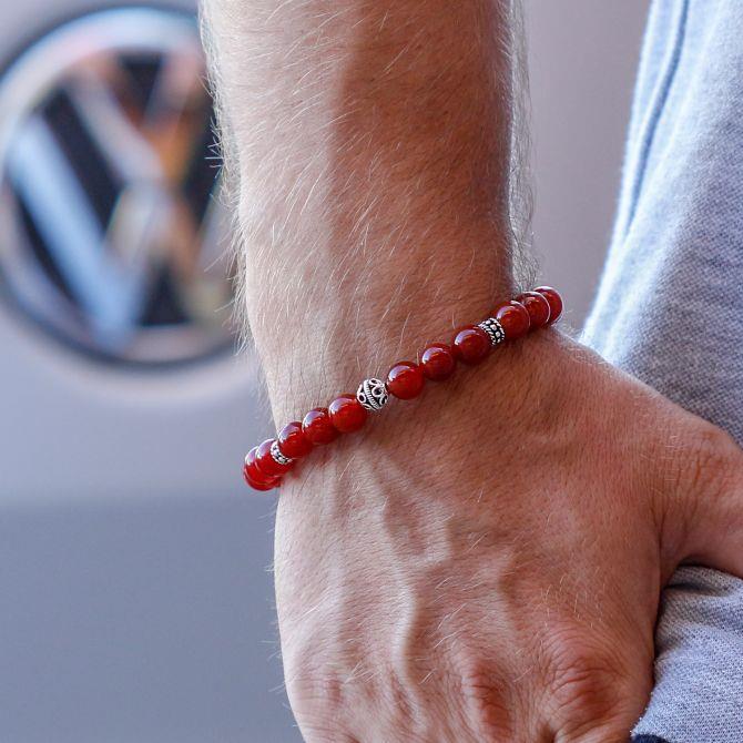 Gümüş Tasarım Akik Taşı Bileklik - Tesbihcibaba