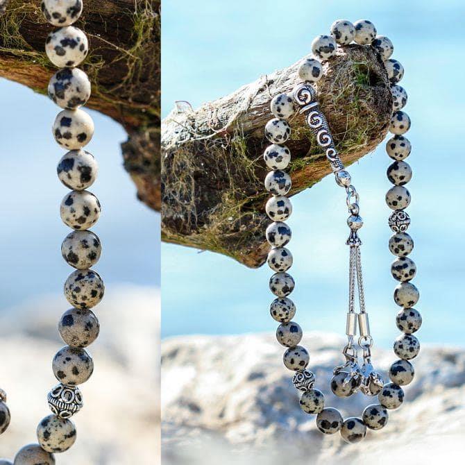 Gümüş Tasarım Dalmaçyalı Jasper Tesbih - Tesbihcibaba