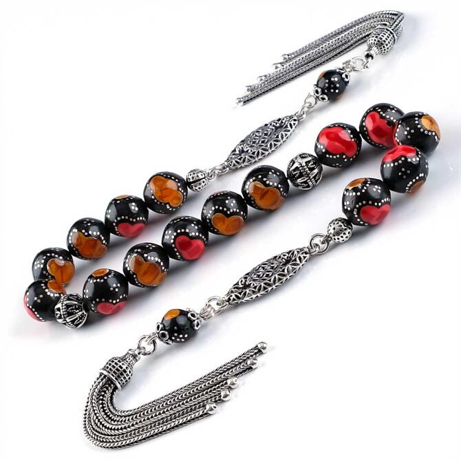 Gümüş Tasarım İşlemeli Kuka Zaza Tesbih - Tesbihcibaba