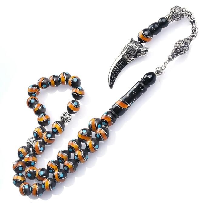 Gümüş Tasarım İşlemeli Kuka Ağacı Tesbih - Tesbihcibaba