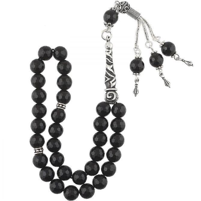 Gümüş Tasarım Kristal Kesim Oniks Tesbih - Tesbihcibaba