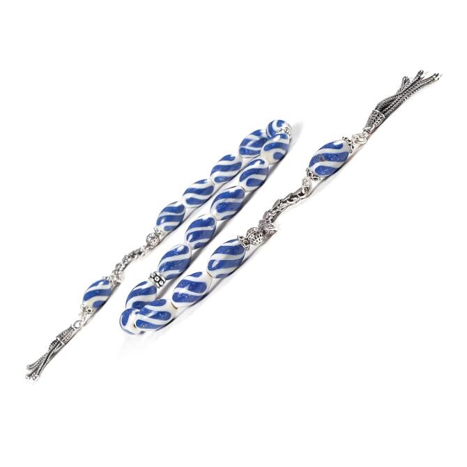 Gümüş Tasarım Özel İşçilikli Zaza Model Kemik Tesbih - Tesbihcibaba