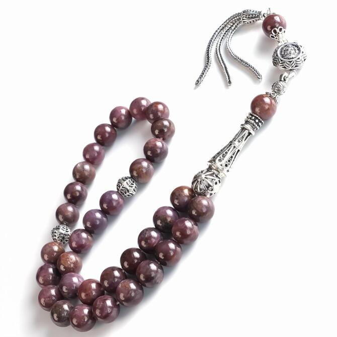 Gümüş Tasarım Sertifikalı Yakut Tesbih - Tesbihcibaba