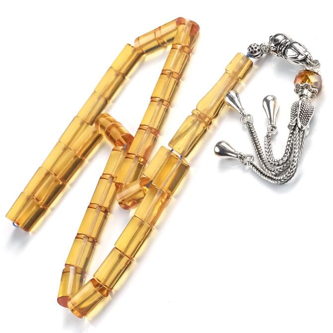 Gün Sarısı Kesme Ateş Kehribarı Tesbih - Tesbihcibaba