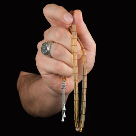 Gün Sarısı Kesme Ateş Kehribarı Tesbih - 2