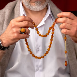 Habbeden Çekim Usta İşi Osmanlı Kehribar Tesbih - 1