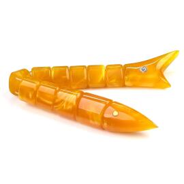 Hareli Sarı Sıkma Kehribar Balık Tesbih - 1