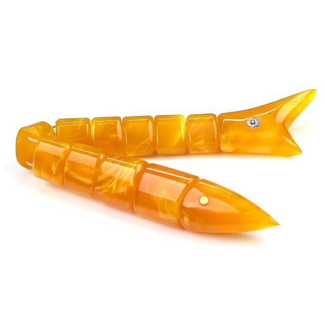 Hareli Sarı Sıkma Kehribar Balık Tesbih - Tesbihcibaba