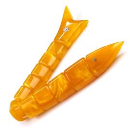 Hareli Sarı Sıkma Kehribar Balık Tesbih - 2