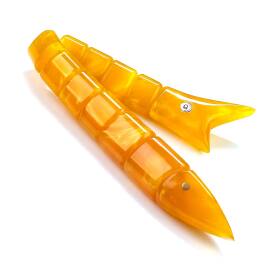 Hareli Sarı Sıkma Kehribar Balık Tesbih - 3