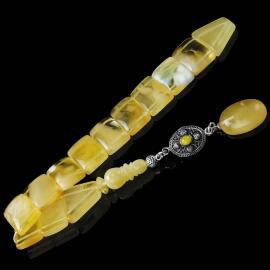 Hareli Yapısıyla Balık Model Damla Kehribar Tesbih - 1