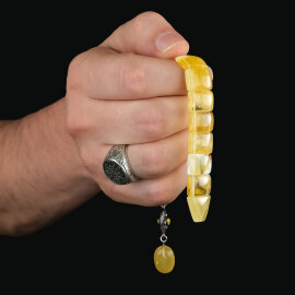 Hareli Yapısıyla Balık Model Damla Kehribar Tesbih - 2