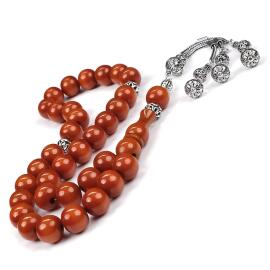 Hareli Yapısıyla Topaz Püskül Sıkma Kehribar Tesbihi - 2