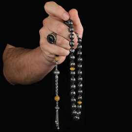 Hatemkari - Damla Tasarım İşlemeli Erzurum Oltu Taşı Tesbih - 2