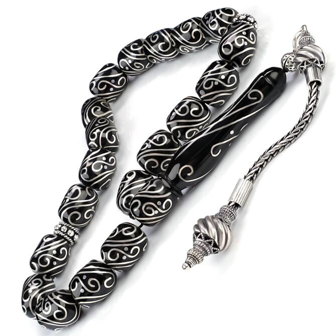 Hatemkari Gümüş Şems Püskül Erzurum Oltu Taşı Maskot Tesbih - Tesbihcibaba