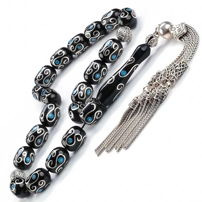 Hatemkari İşlemeli Maskot Erzurum Oltu Taşı Tesbih - Tesbihcibaba