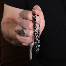 Hatemkari İşlemeli Maskot Erzurum Oltu Taşı Tesbih - 2