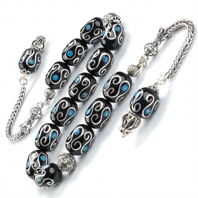 Hatemkari İşlemeli Zaza Erzurum Oltu Taşı Tesbih - Tesbihcibaba