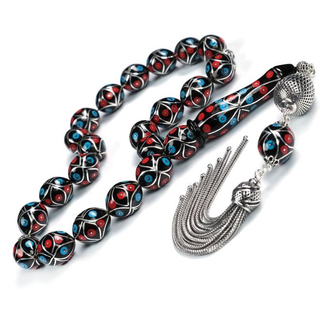 Hatemkari - Mavi Kızıl Mineli Erzurum Oltu Taşı Maskot Tesbih - Tesbihcibaba