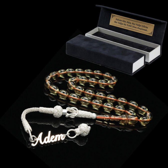 Hatıranı Adıyla Yaşat Özel Üretim Sıkma Kehribar Tesbih - Tesbihcibaba